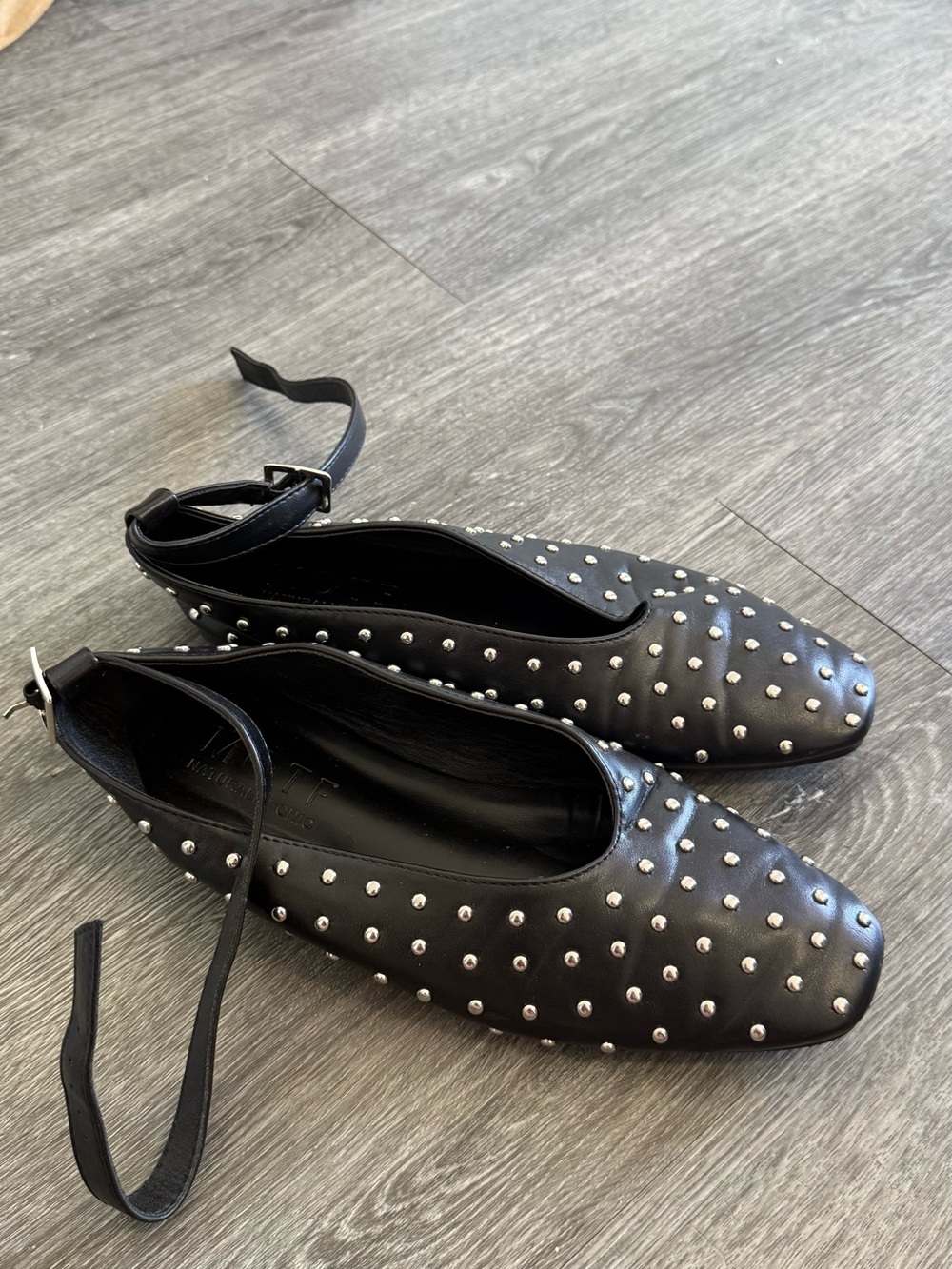 MOTF Black Studded Ankle-Strap Flats